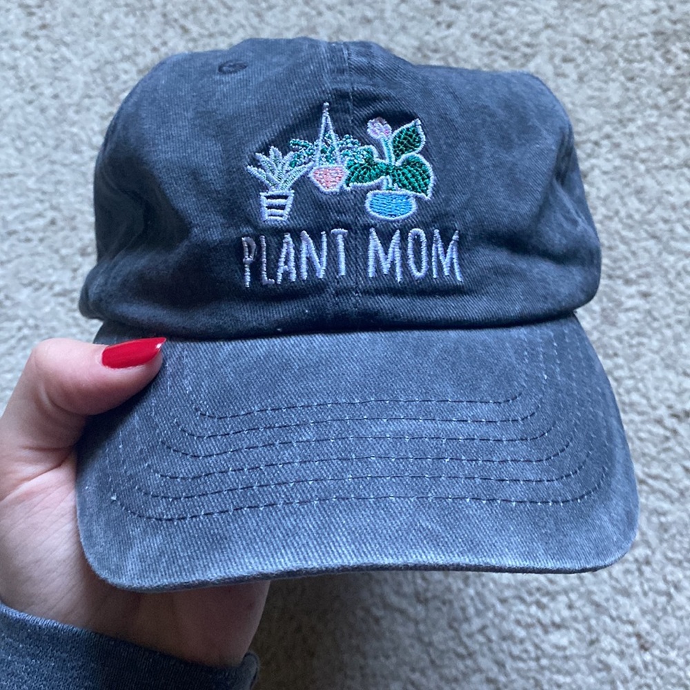 NWT The Exchange Olivia Moss Embroidered Plant Mom Grey Adjustable Rustic Hat